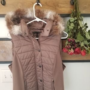 Winter vest fur hood. Beautiful mauve vest